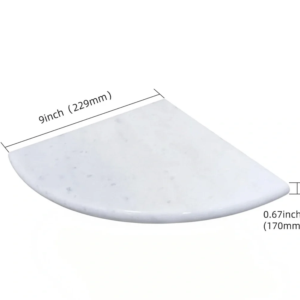 9 Inch Marble Corner Shower Shelf for Shower Room, Both Side Honed Finish.
